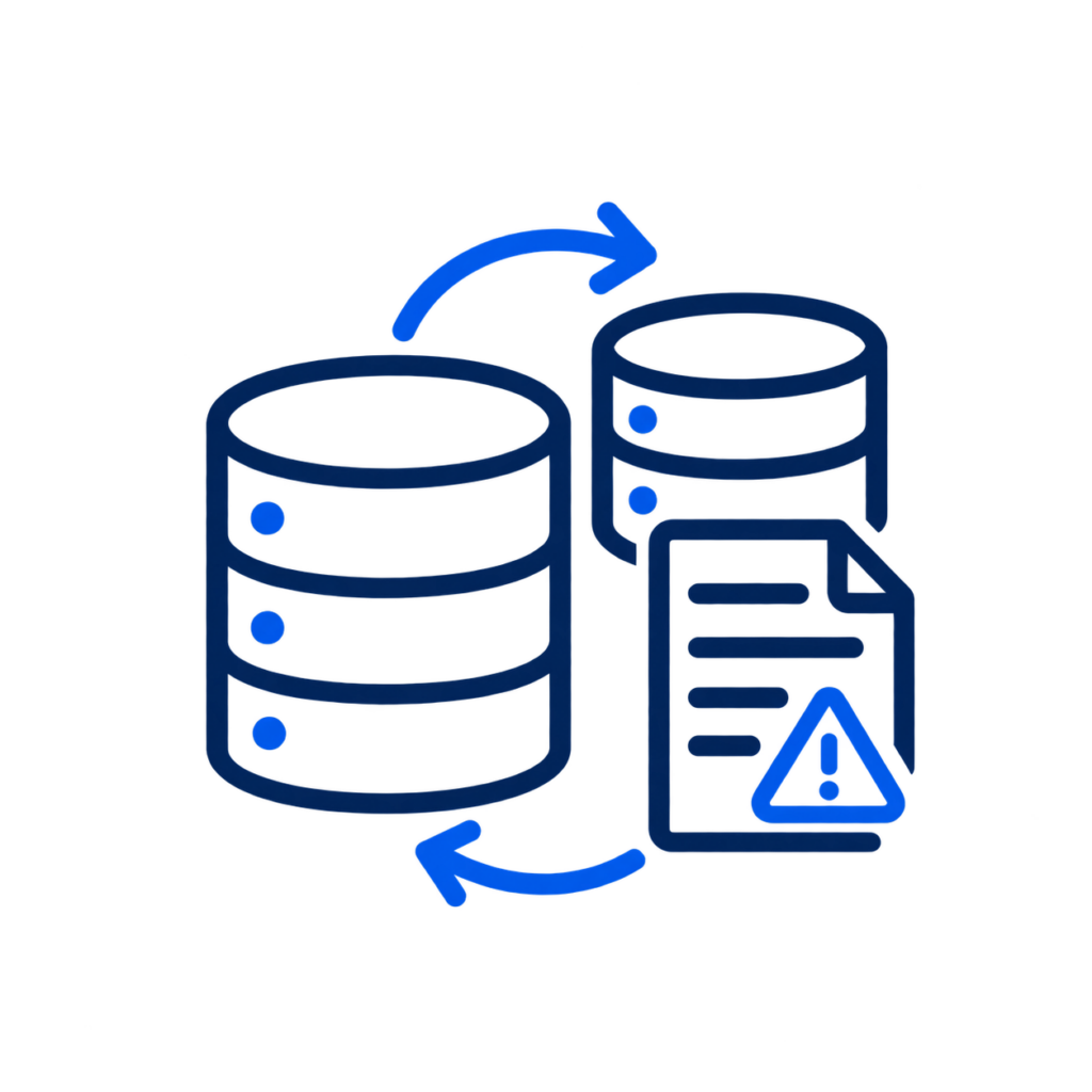 Database and hand icon representing data ownership and accountability.