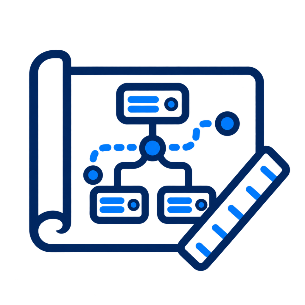 Infrastructure planning icon representing network design and future ICT planning.