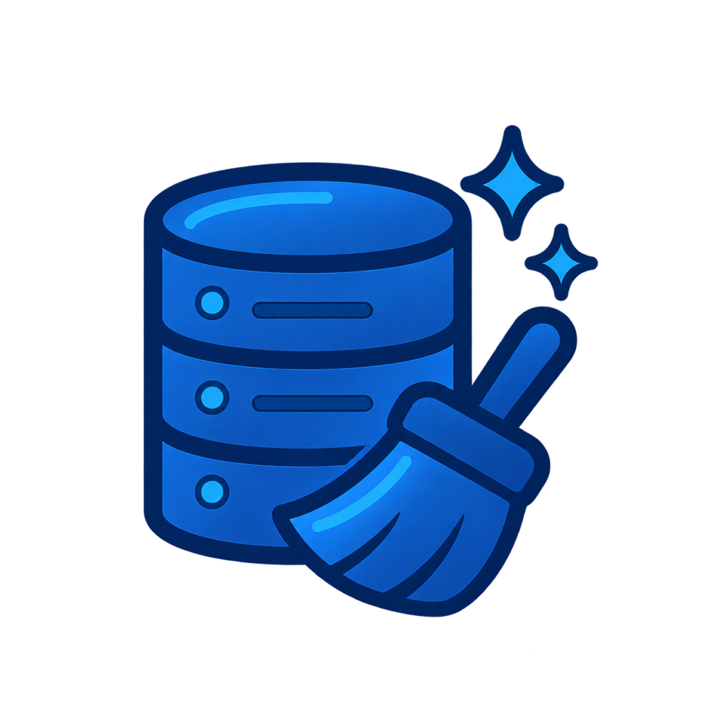database + cleaning brush icon