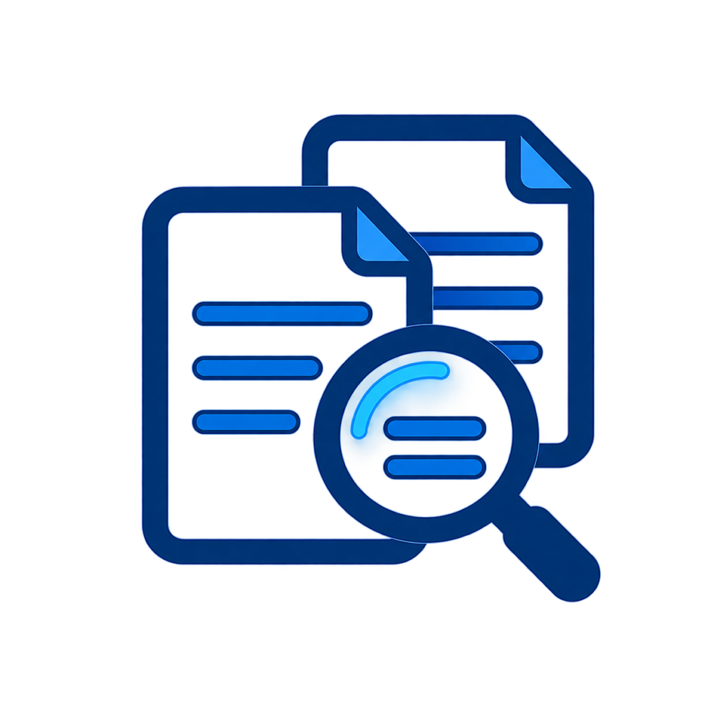 duplicate documents + magnifying glass icon